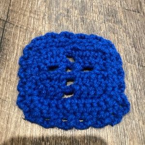 Crocheted Cross Granny Square Coaster, Blue, Handmade